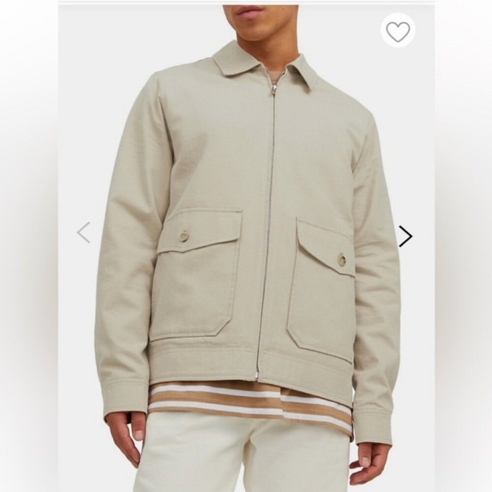 Jack and Jones Premium linencotton full zip bomberjean style jacket medium